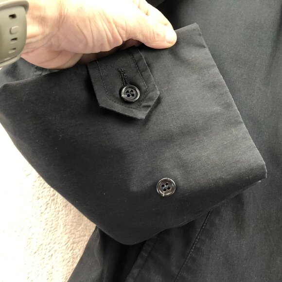 London Fog Mens Trench Coat 38R Black Maincoat Button Up Collarred Casual Travel - Picture 13 of 16